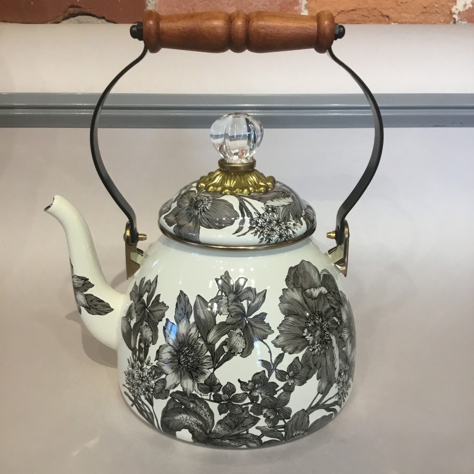 MacKenzie-Childs Sterling English Garden 2 Quart Tea Kettle