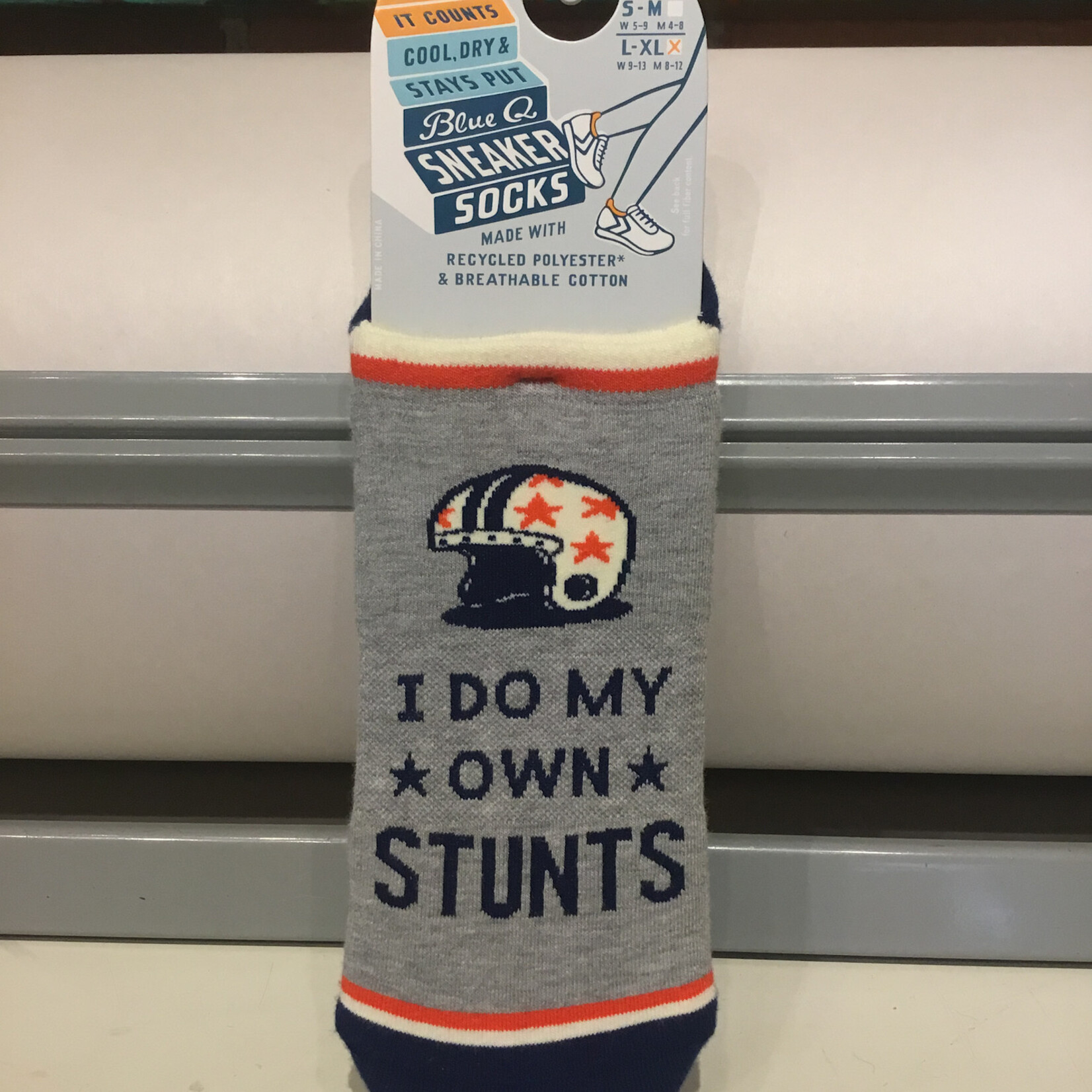 Blue Q I Do My Own Stunts Sneaker Socks L-XL