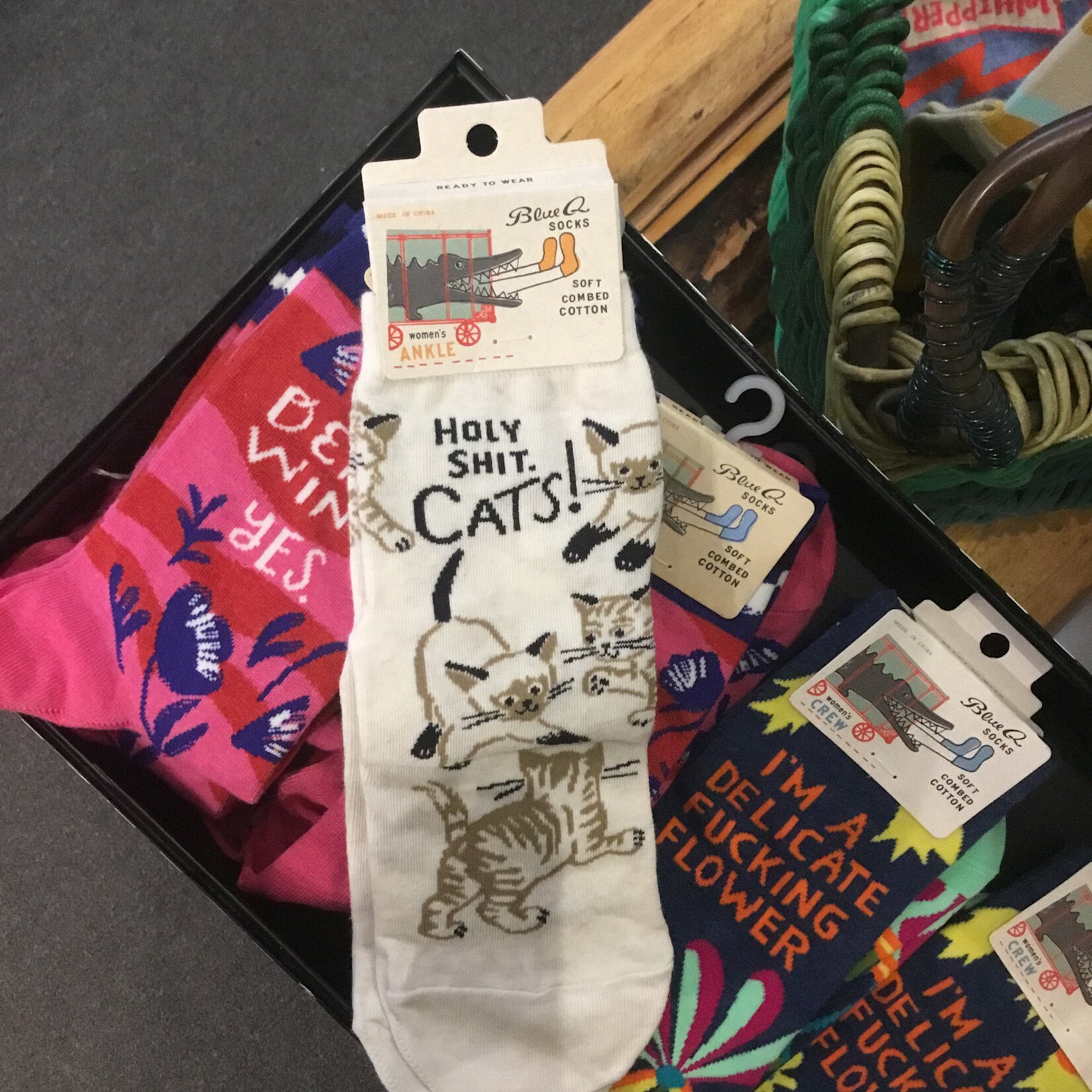 Blue Q Women's Holy Shit Cats Ankle Socks