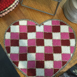 MacKenzie-Childs Red and White Check Heart Shaped Placemat