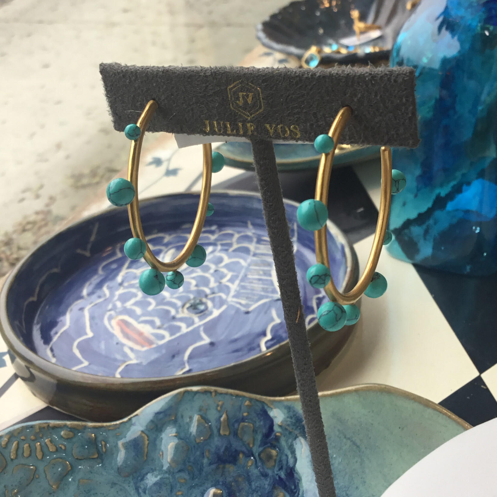 Julie Vos Hydra Stone Hoop Turquoise Blue-L