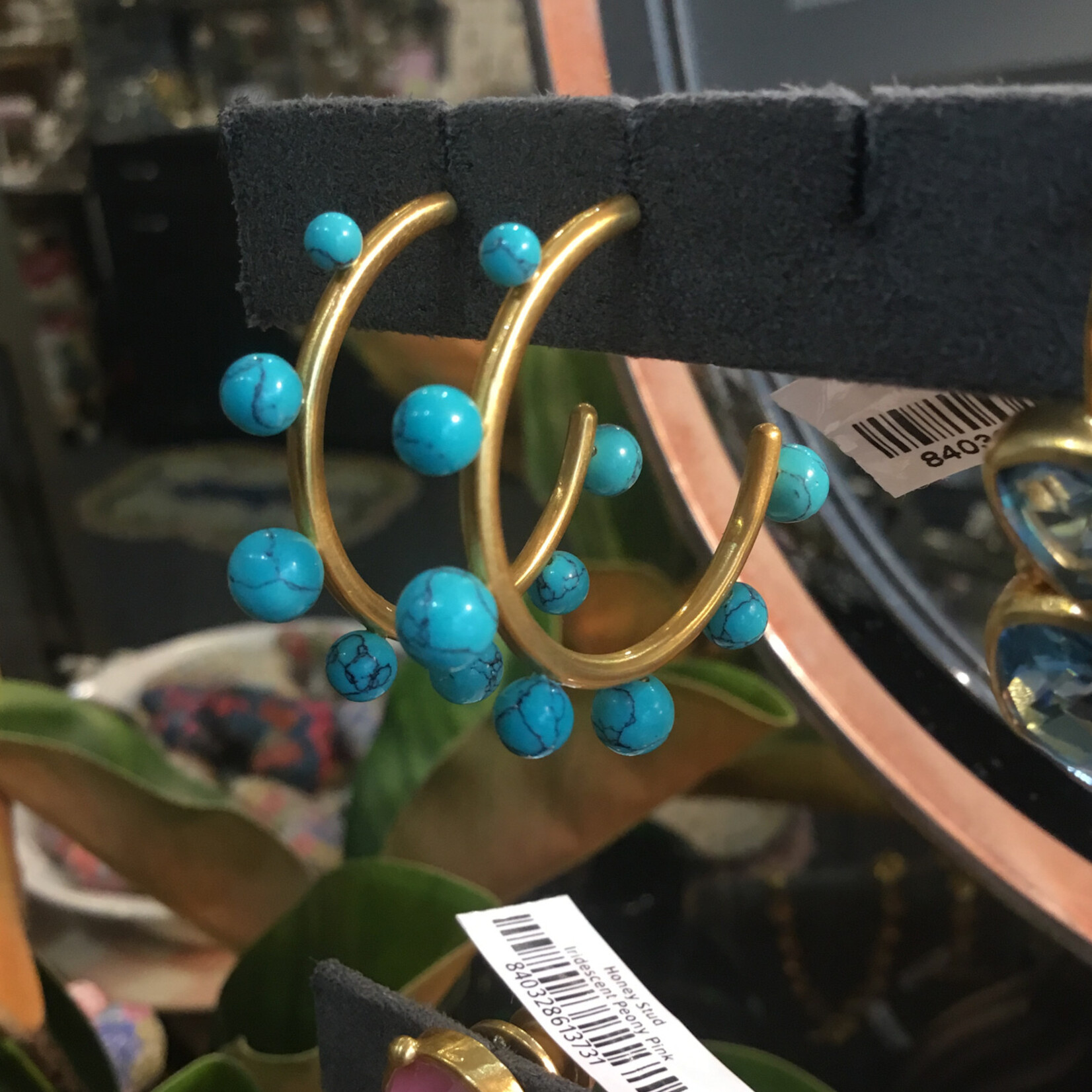 Julie Vos Hydra Stone Hoop Turquoise Blue-M