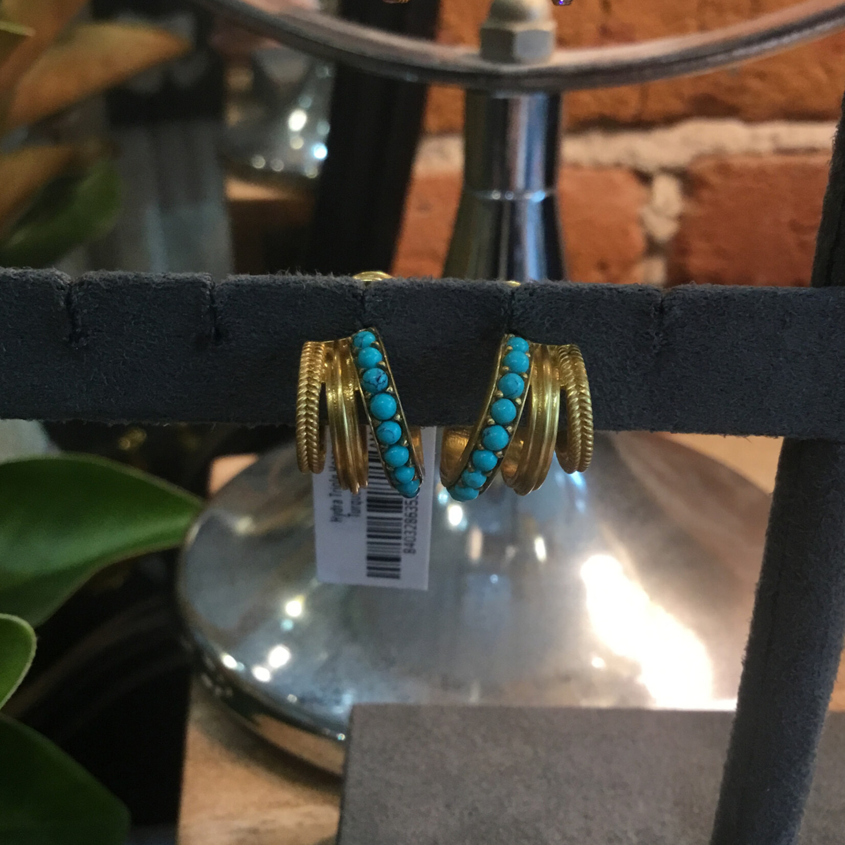 Julie Vos Hydra Triple Hoop Turquoise Blue Earrings