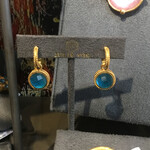 Julie Vos Fleur-de-Lis Hoop & Charm Earring-Iridescent London Blue