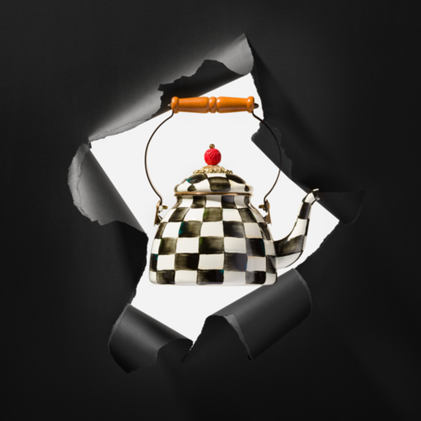 MacKenzie-Childs courtly check 2 quart tea kettle