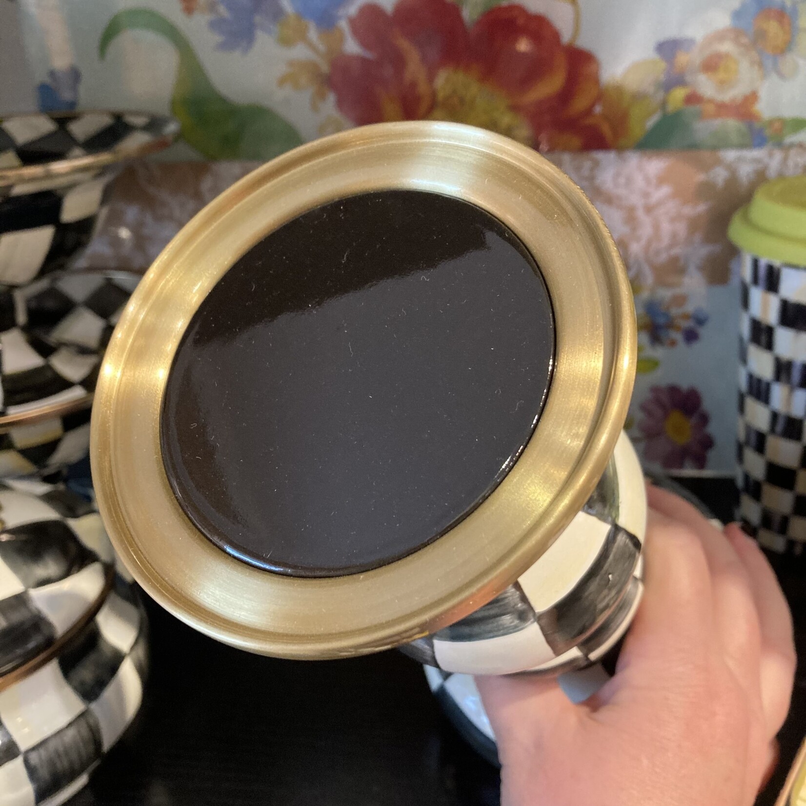 MacKenzie-Childs Courtly Check Medium Pillar Candlestick