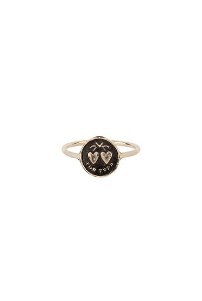 Hearts 14K Gold Mini Talisman Ring