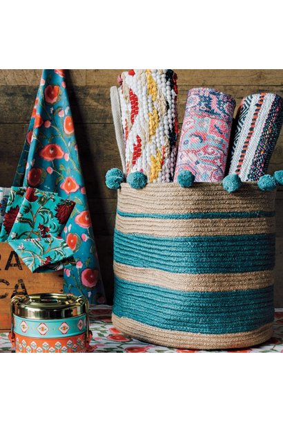 Stripe Lagoon Jute Basket