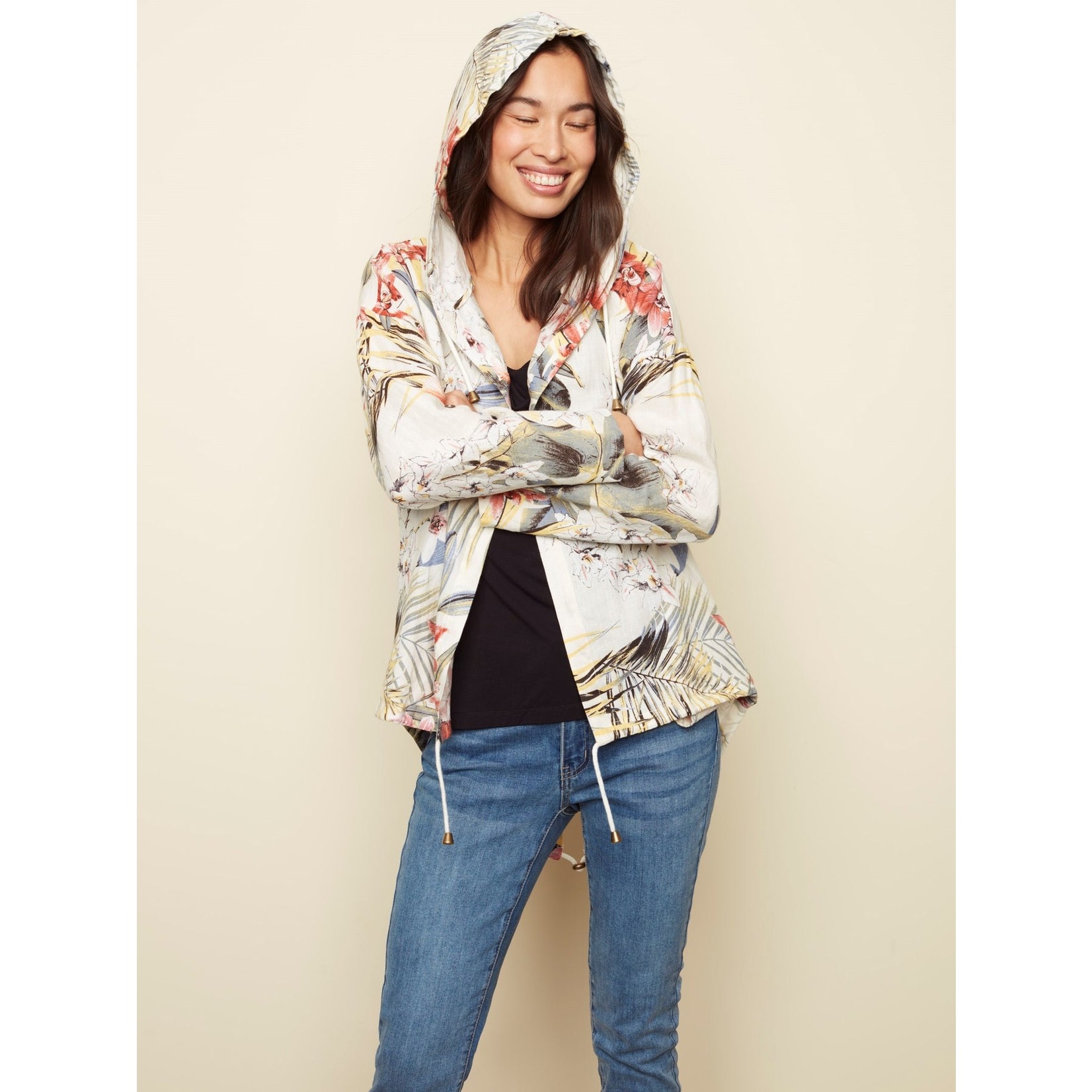 Charlie B Hooded Linen Duster Jacket Castles and Cottages & Ciao