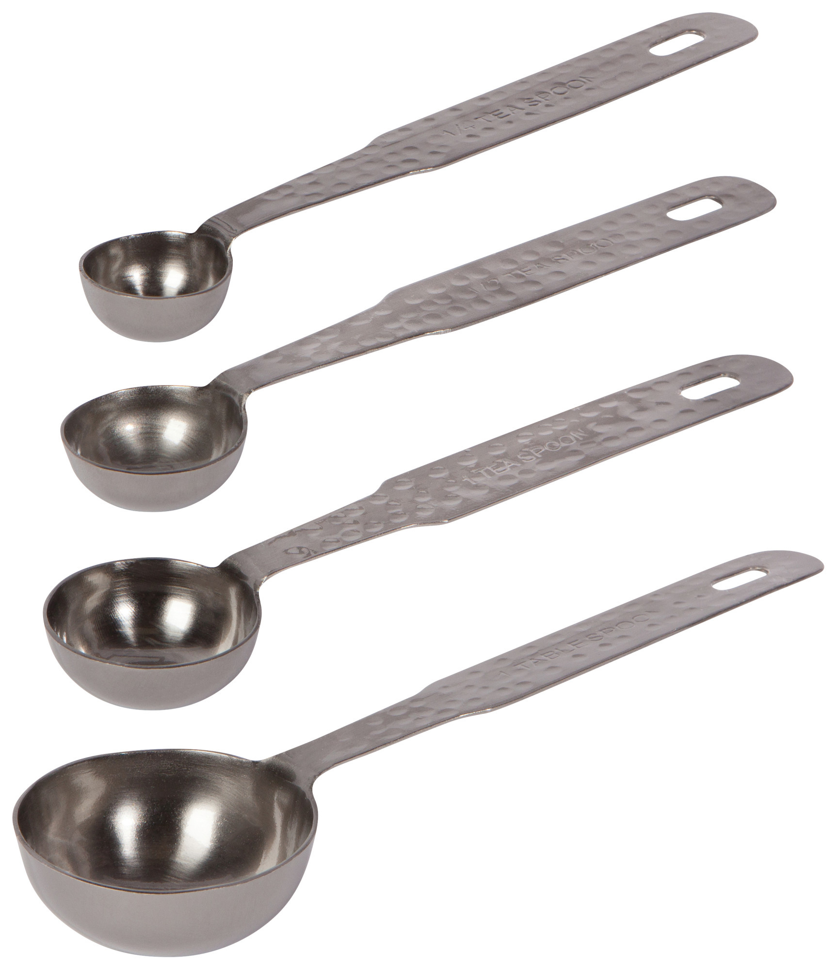 Modern Hammered Stainless Steel Measuring Spoons: Danica Heirloom