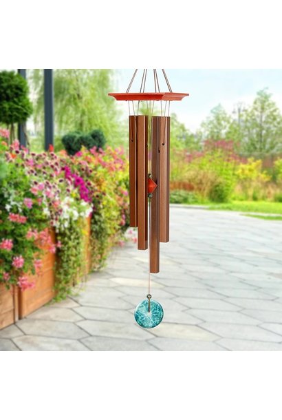 Carillon 4 tubes carrés turquoise couleur bronze Woodstock Chimes - Escale  Sensorielle