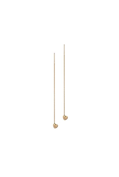 Hearts 14k Gold Symbol Thread Through Earrings