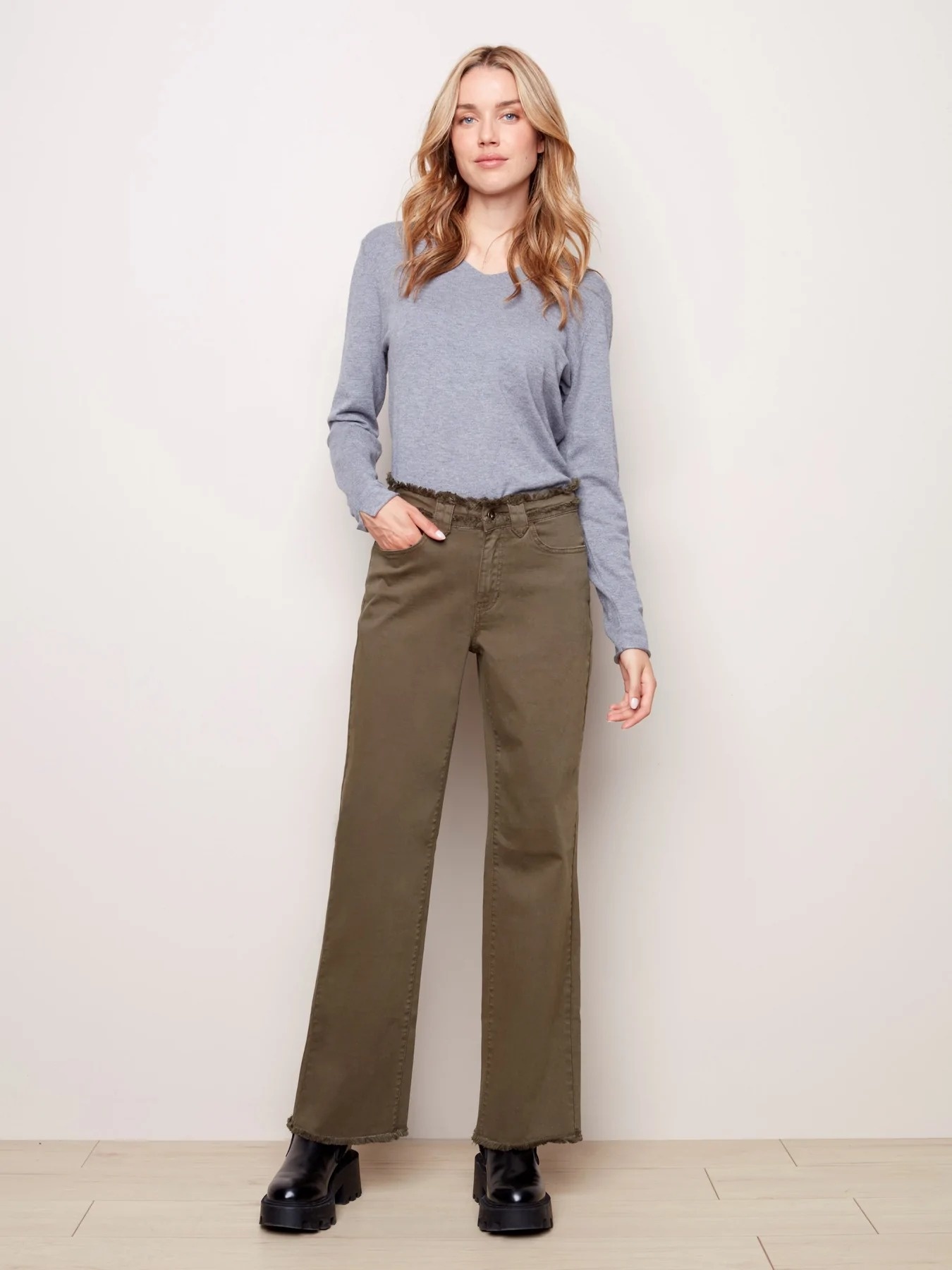 Wide-leg Twill Pants