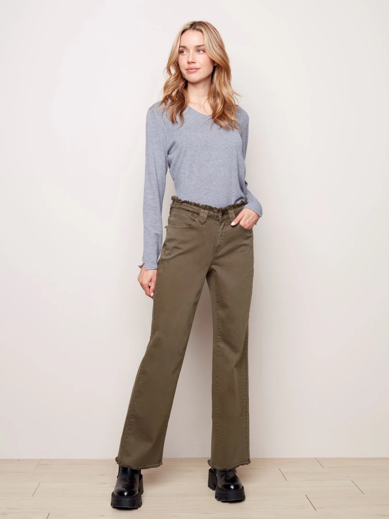 Wide-leg Twill Pants