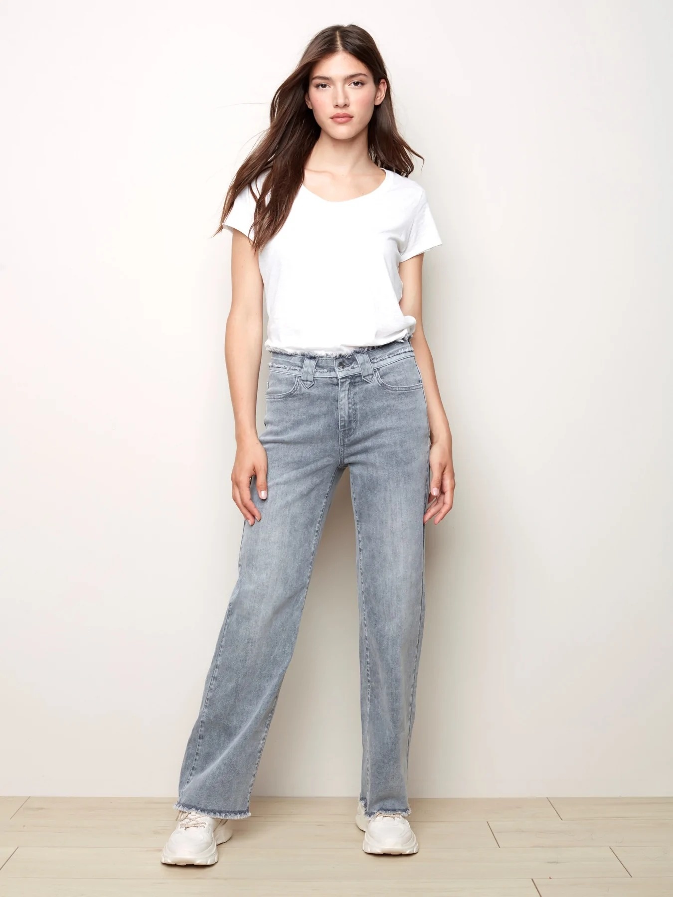 Charlie B - Wide Leg Jeans with Fringe Details