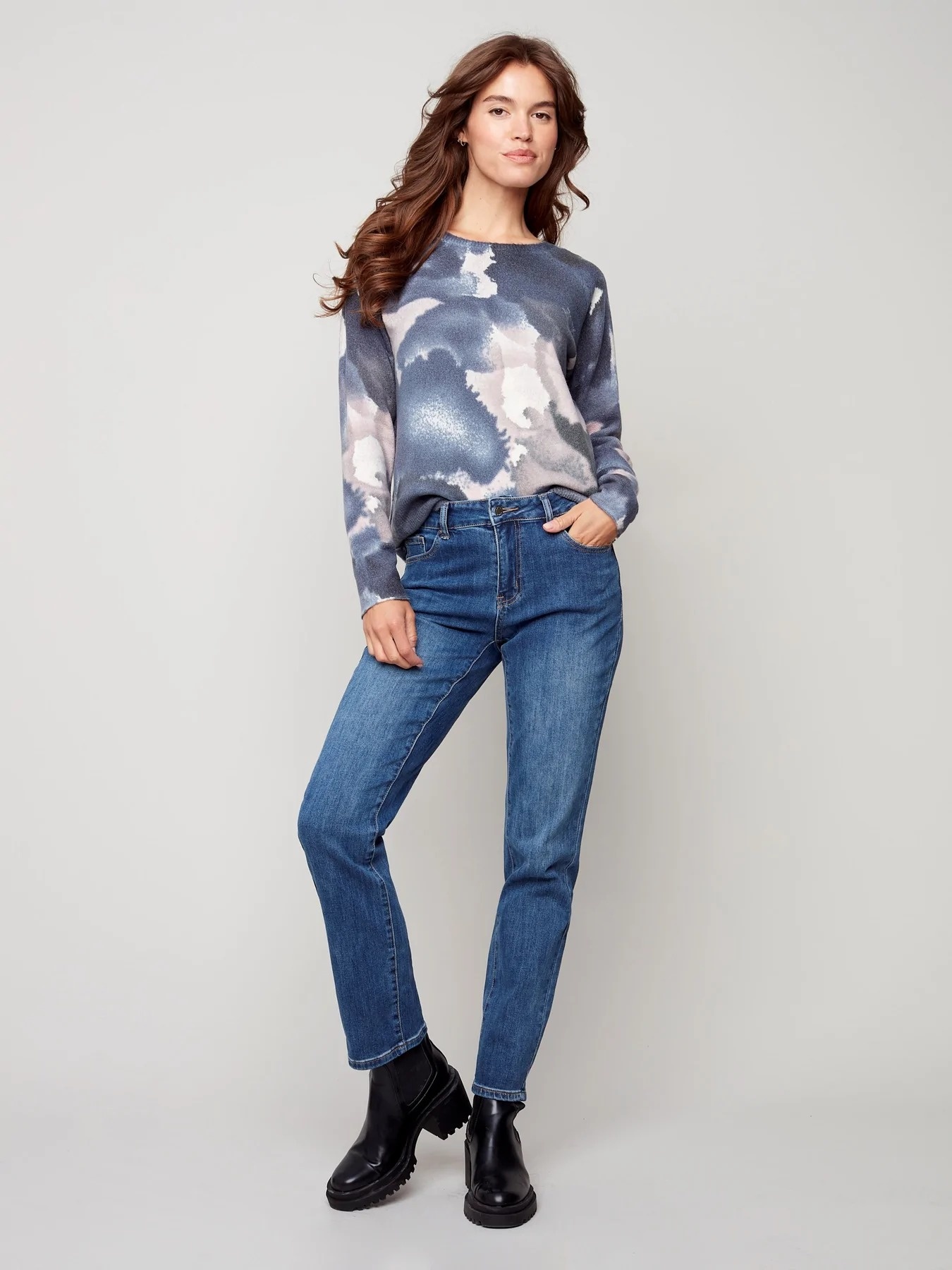 Stone Wash Mom Jeans-2