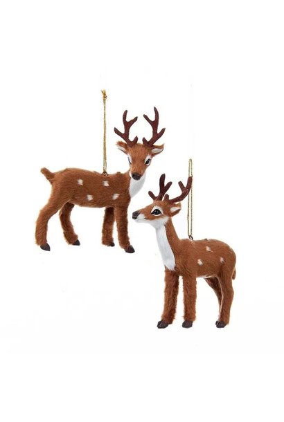 Plush Brown/White Reindeer Ornaments