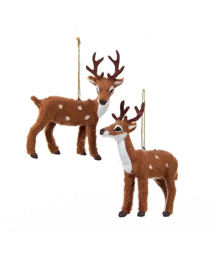 Plush Brown/White Reindeer Ornaments-1