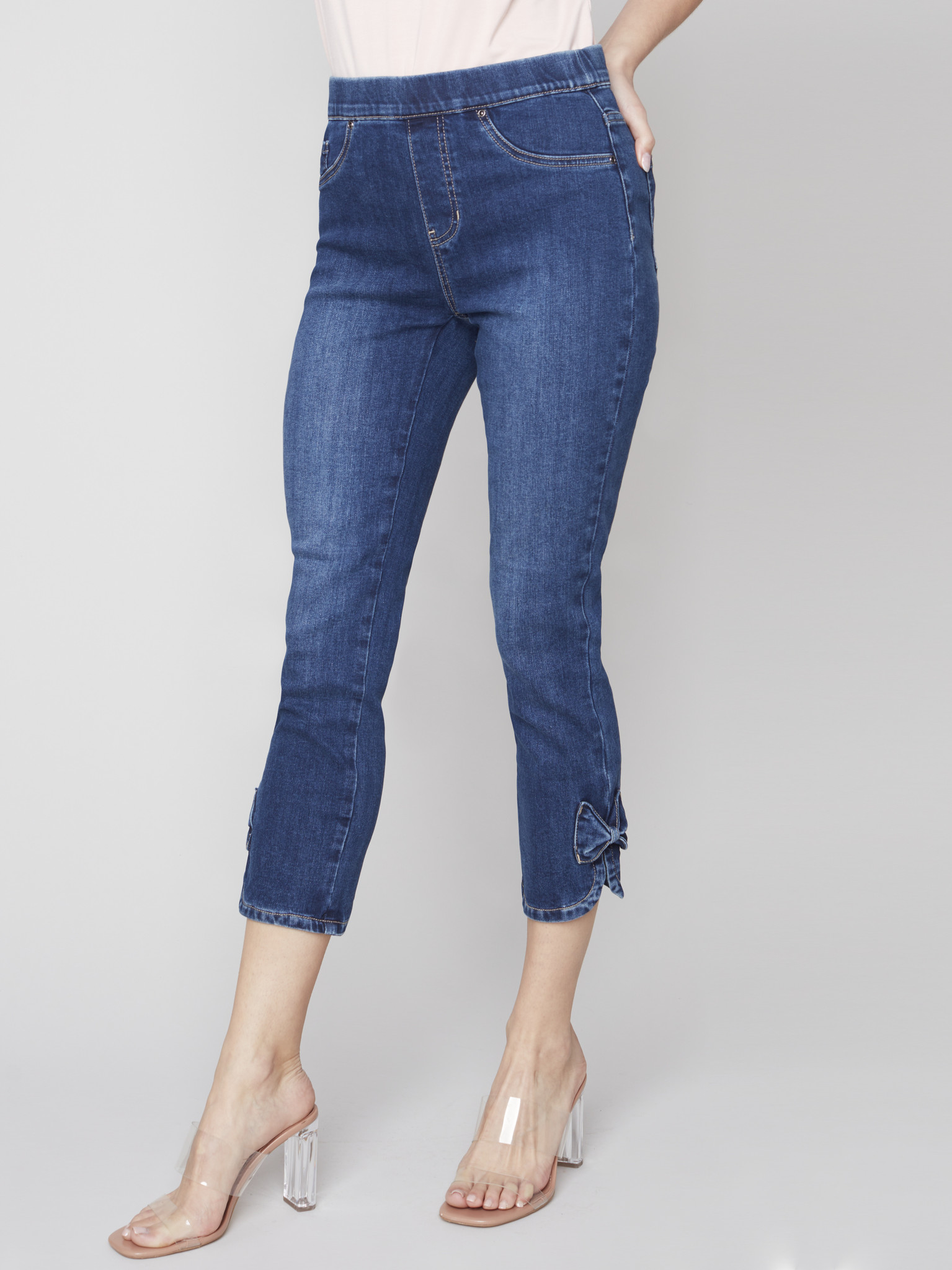 Charlie B - Pull-On Stretch Twill Jean With Side Hem Bow Detail