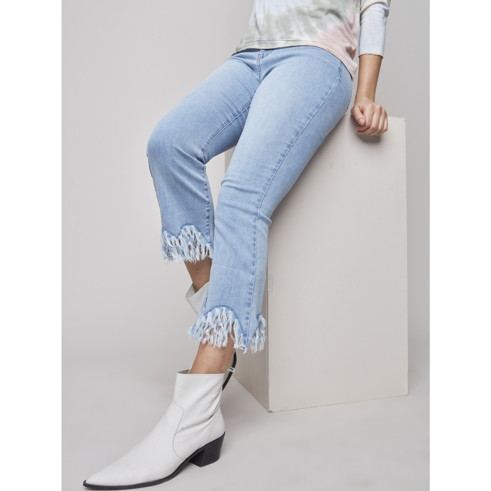 Charlie B Cropped Jeans with Feathered Hem