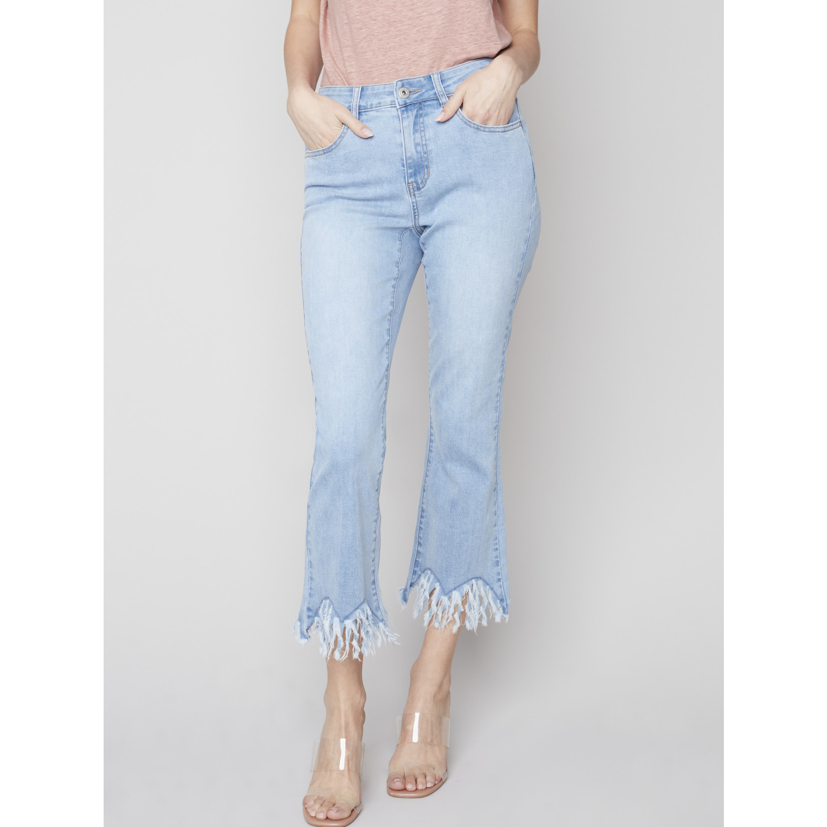 Charlie B Cropped Jeans with Feathered Hem