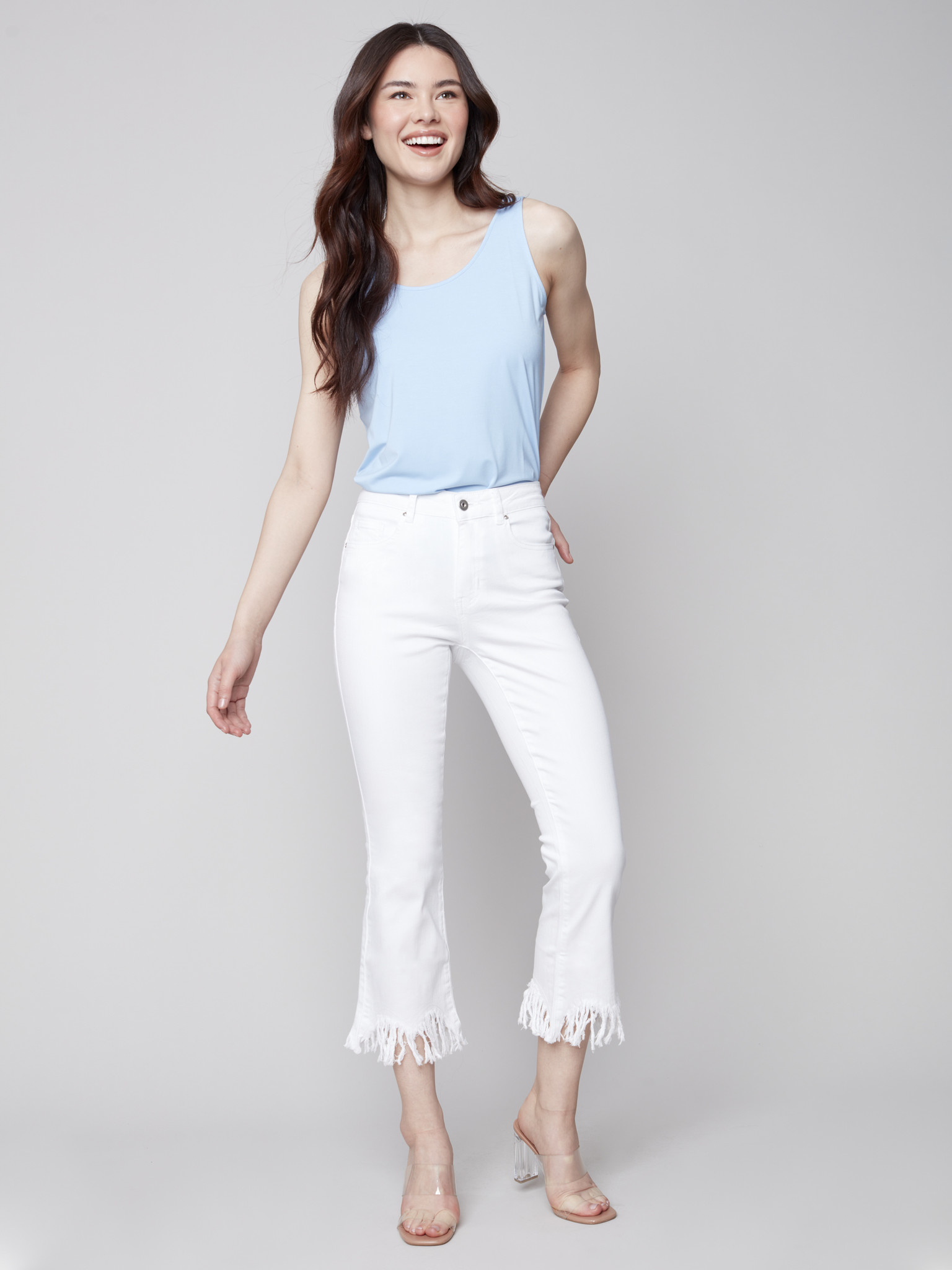 Charlie B Frayed Hem Denim Pants