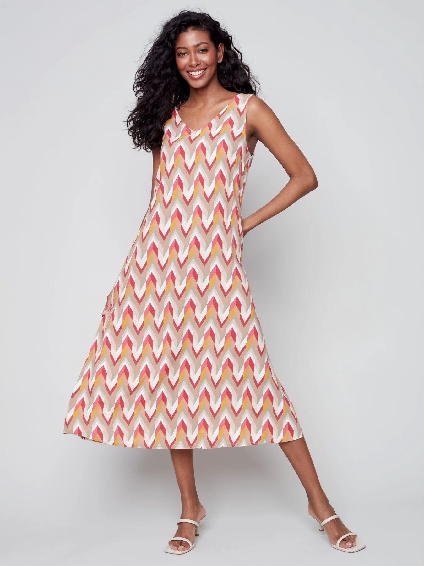 Printed long store dress