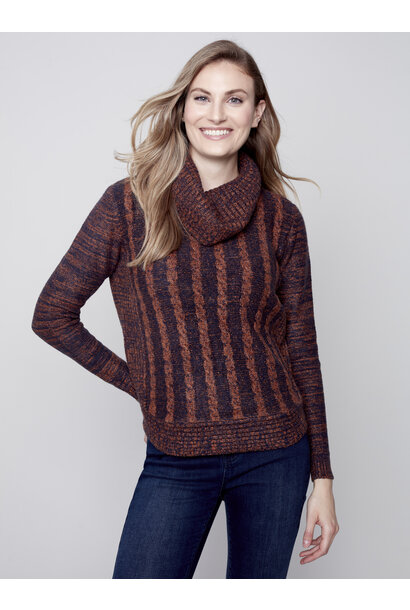 Two Tone Cable Knit Sweater