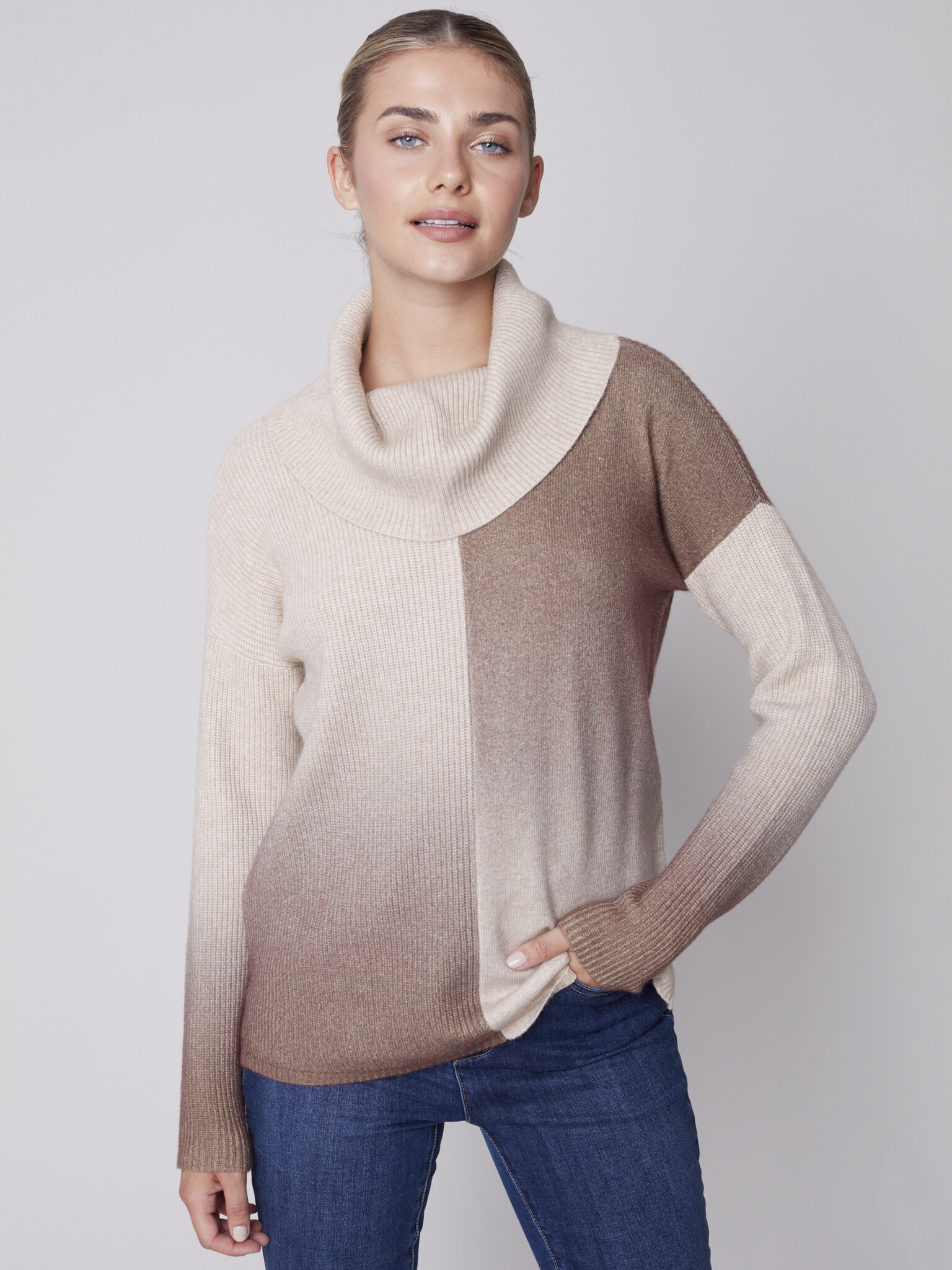 Woolen Bloom Cowl Neck Sweater for Women Lightweight Spring Loose