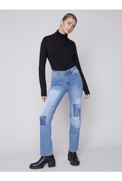 Charlie B - Double Fringe Cuff Bootcut Denim Pant - Castles