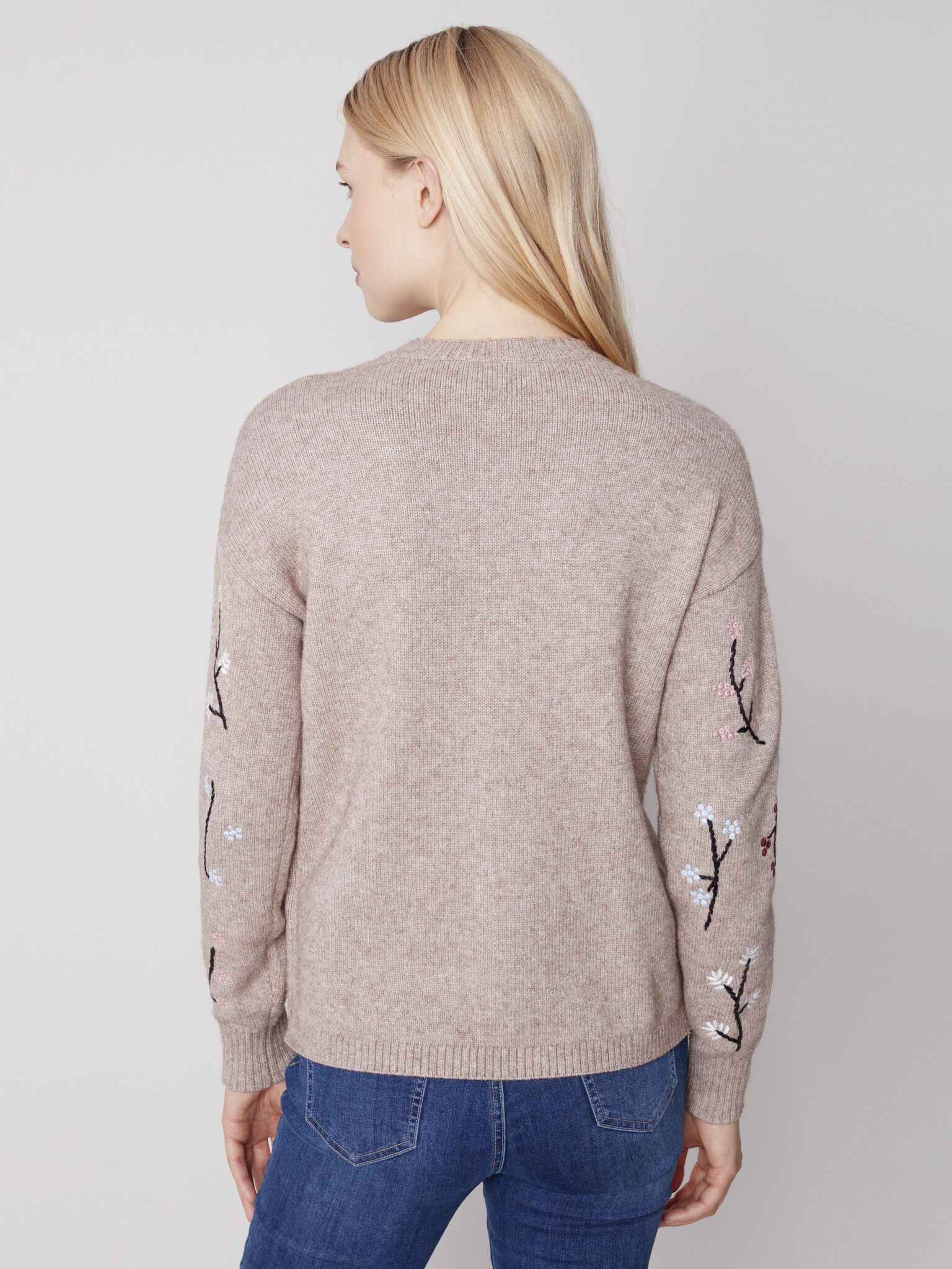 Embroidered Round Neck Sweater-2