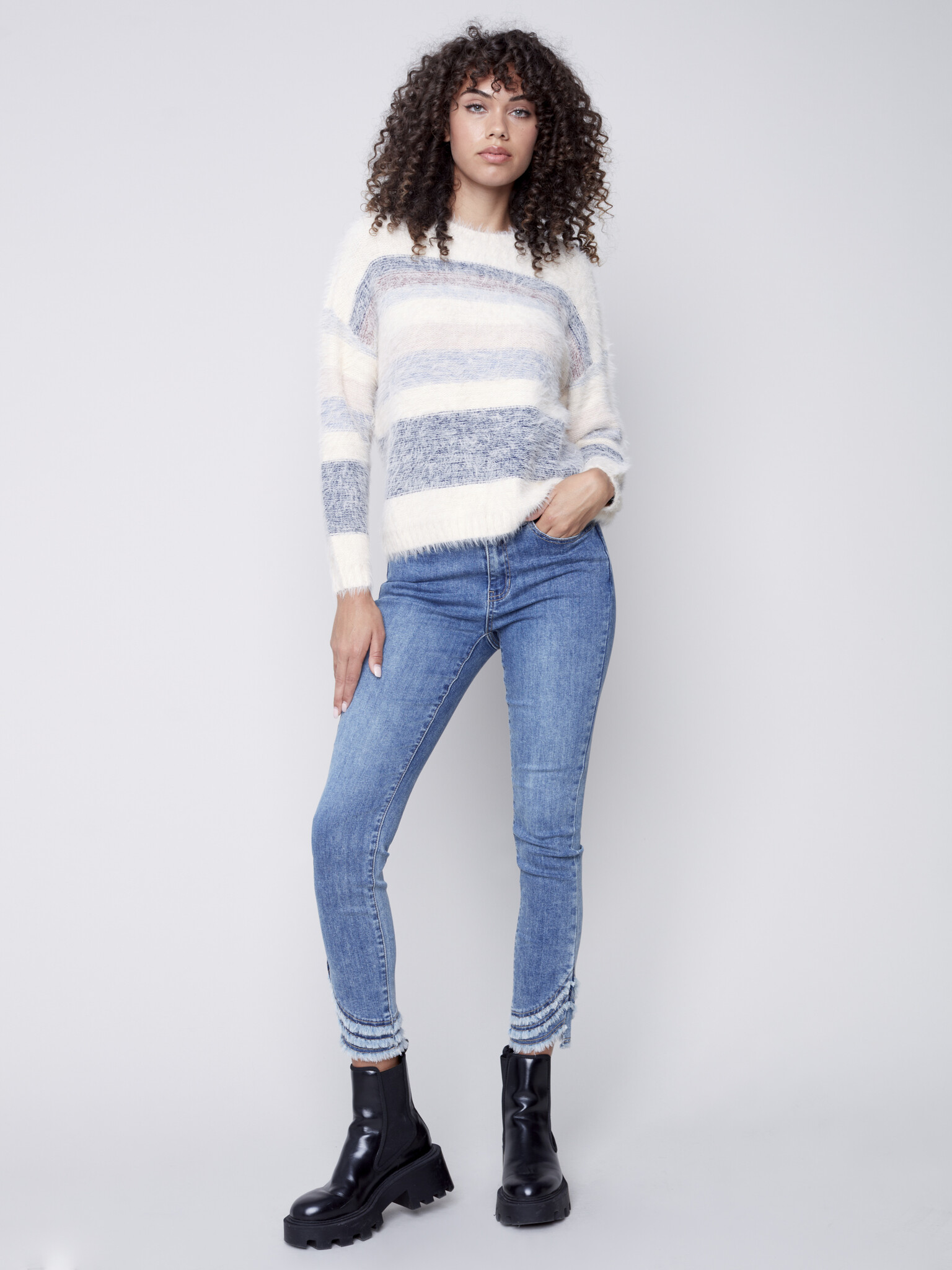 Fuzzy Stripe Sweater-5