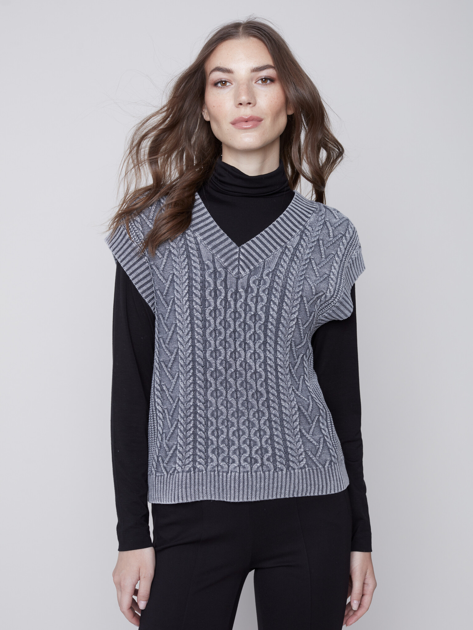 Charlie B Cable Knit Sweater Vest Castles Cottages Ciao Bella Boutique