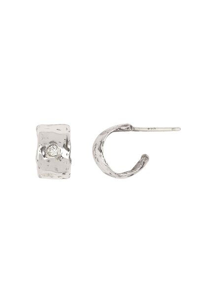 Solid Diamond Set Huggie Earring