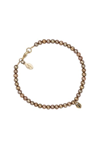 Symbol Charm 14K Gold Champagne Freshwater Pearl Bracelet