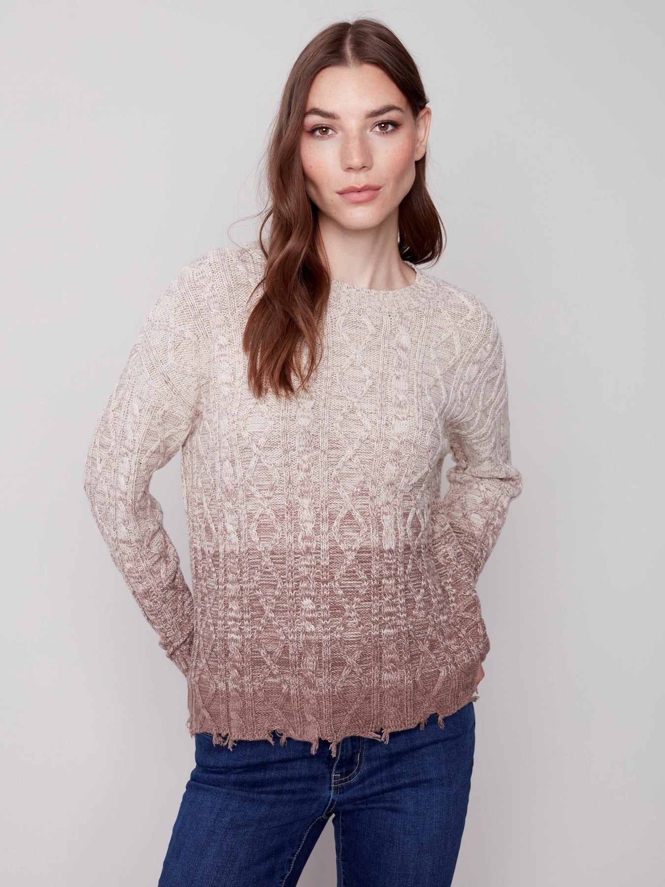 Frayed hem sweater hot sale