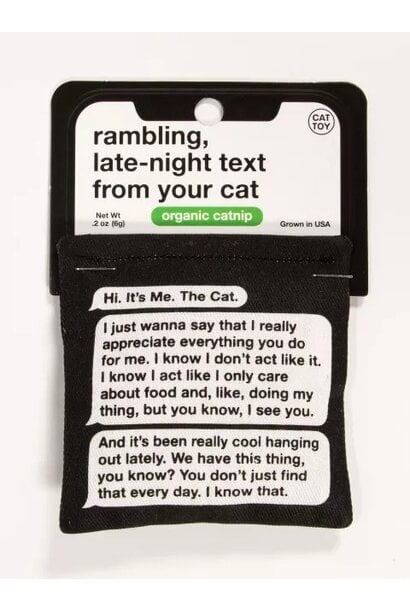 Rambling Text Catnip Toy