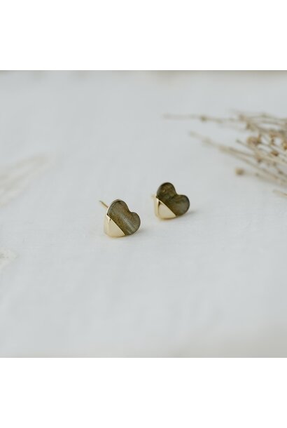 Full Heart Studs - Labradorite