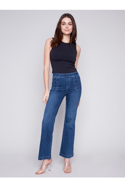 Flare Jeans with Decorative Buttons