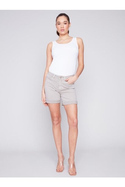 Cuffed Hem Twill Shorts