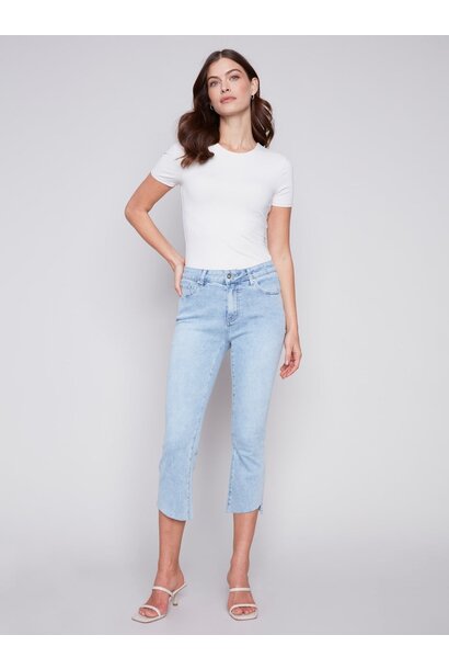 Cropped Bootcut Jeans with Asymmetrical Hem