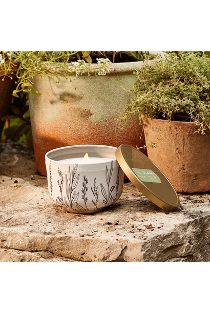 Outdoor Oasis Citronella Grove Poured Candle Tin with Gold Lid
