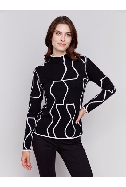 Reversible Jacquard Mock Neck Sweater