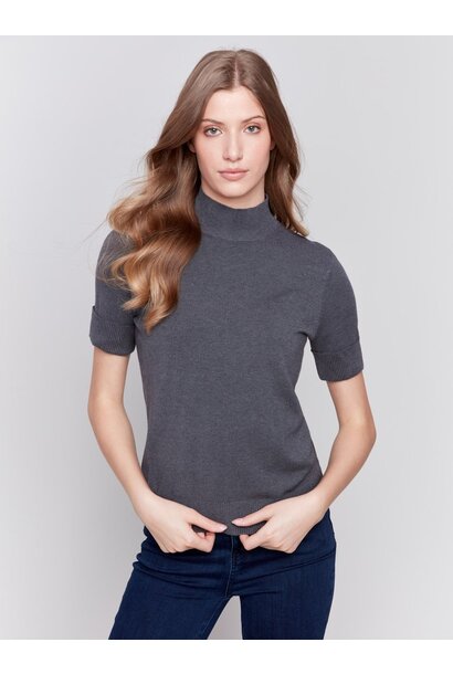 Short Sleeve Mock Neck Sweater