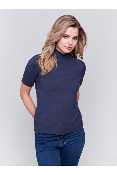 Short Sleeve Mock Neck Sweater