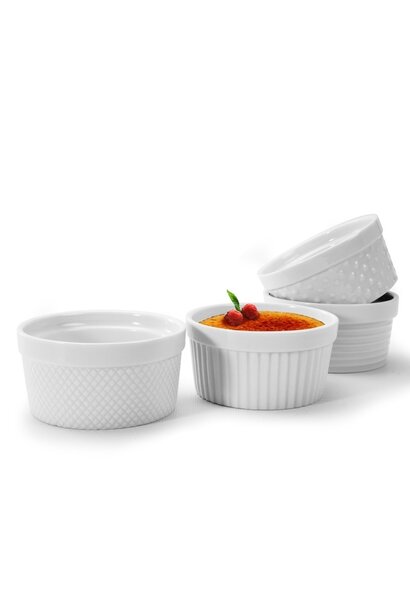 White Textured Ramekin Set/4