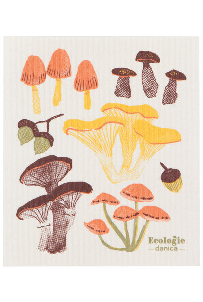 Field Mushrooms Swedish Dishcloth