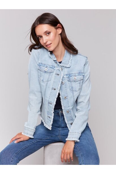 Frayed Edge Stretch Denim Jacket