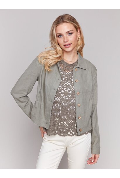 Solid Long Sleeve Button Front Jacket