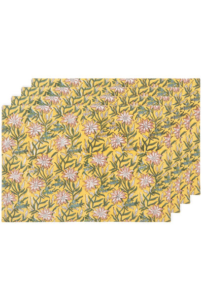 Clematis Block Print Placemat Set/4